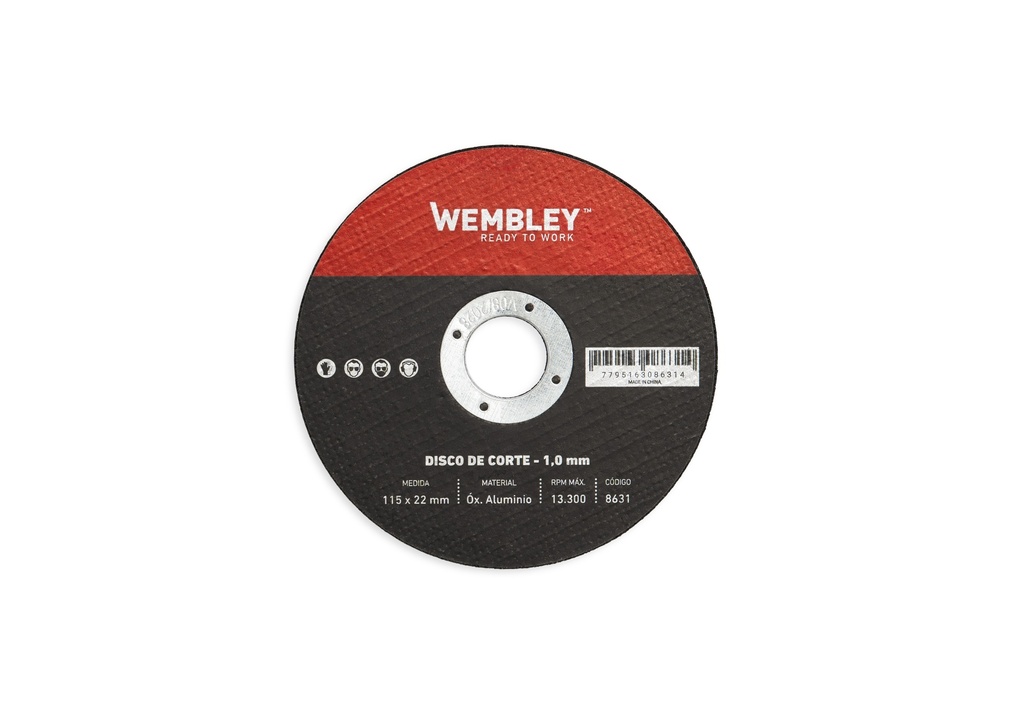  DISCO DE CORTE 4-1/2" X 1,0 OX. ALUMINIO [25 unid] WEMBLEY® - WE8631