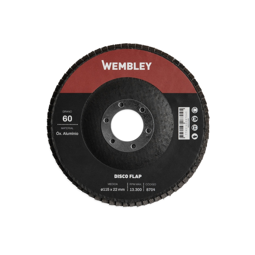 DISCO FLAP 7" (ø180x22mm) OX. ALUMINIO - 060 [10 unid] WEMBLEY® - WE8715