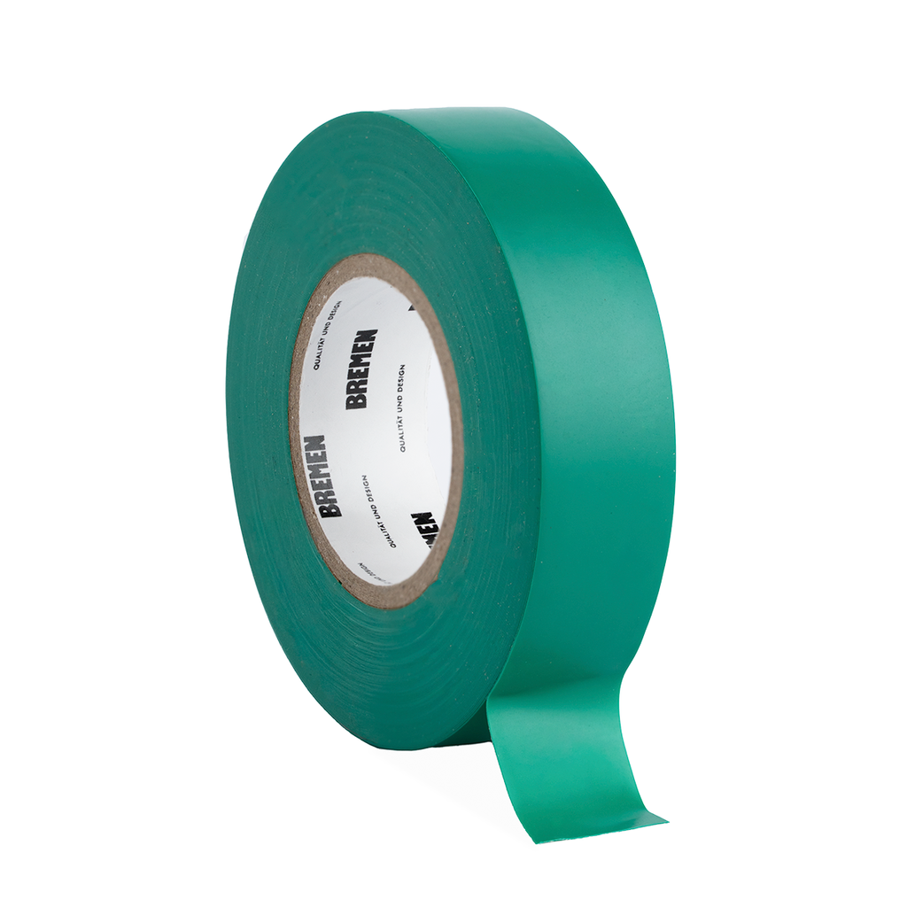 CINTA ADHESIVA AISLADORA 0,18mmX19mmX18m  [Verde] x 10 Unidades BREMEN® - BR8822
