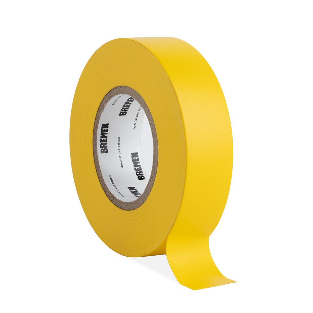 CINTA ADHESIVA AISLADORA 0,18mmX19mmX18m  [Amarilla] x 10 Unidades BREMEN® - BR8823