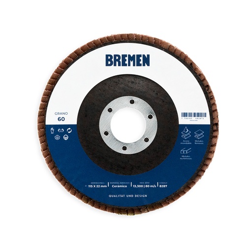[BR8287] DISCO FLAP 4,5" CERAMICO G.60 (caja x 10 u.) BREMEN® - BR8287
