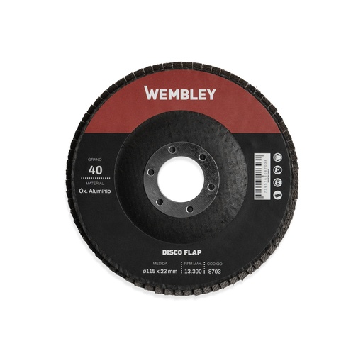 [WE8703] DISCO FLAP 4-1/2" (ø115x22mm) OX. ALUMINIO - 040 [10 unid] WEMBLEY® - WE8703