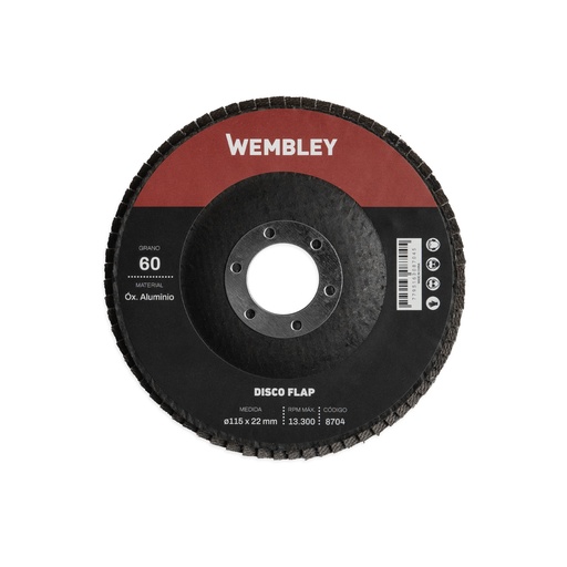 [WE8704] DISCO FLAP 4-1/2" (ø115x22mm) OX. ALUMINIO - 060 [10 unid] WEMBLEY® - WE8704